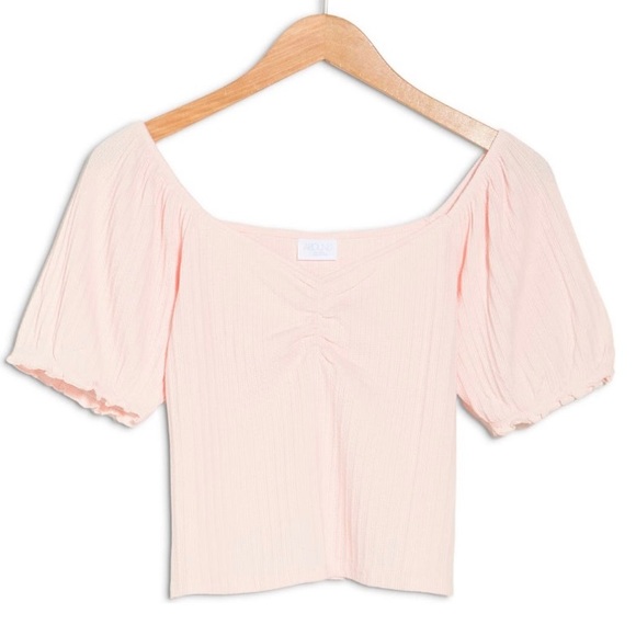 Abound Tops - Abound Ballerina Pink Puff Sleeve Crop Top Shirt size Small NWOT